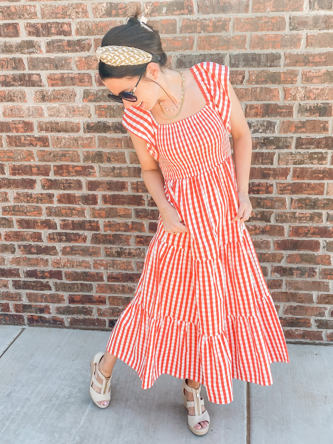 Buddy Love Red Gingham Smocked Dress