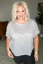 Load image into Gallery viewer, Round Neck Cuffed Sleeve Top in Heather Grey
