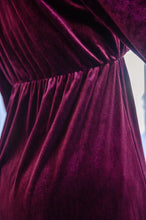 Load image into Gallery viewer, Jentsyn Velvet V-Neck Dress in Wine
