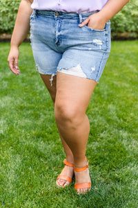 The Mary Kate Judy Hi-Rise Destroyed Shorts