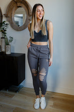 Load image into Gallery viewer, Kick Back Distressed Joggers in Heather Charcoal
