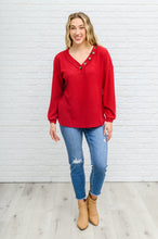 Load image into Gallery viewer, Long Sleeve Waffle Knit Top In Cranberry
