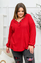 Load image into Gallery viewer, Long Sleeve Waffle Knit Top In Cranberry
