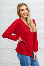 Load image into Gallery viewer, Long Sleeve Waffle Knit Top In Cranberry
