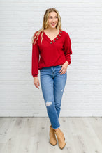 Load image into Gallery viewer, Long Sleeve Waffle Knit Top In Cranberry
