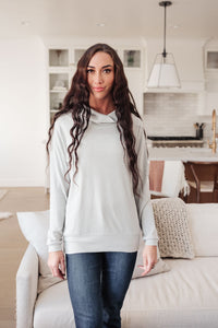 The Caroline Cowl Neck Sweater In Grey