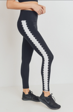 Load image into Gallery viewer, The Lacey Lou Black Lace-Cut Highwaist Leggings
