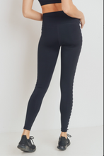 Load image into Gallery viewer, The Lacey Lou Black Lace-Cut Highwaist Leggings
