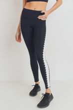 Load image into Gallery viewer, The Lacey Lou Black Lace-Cut Highwaist Leggings
