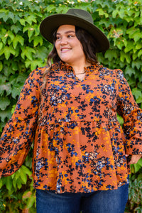 The Mallory Floral Blouse In Rust