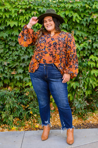 The Mallory Floral Blouse In Rust