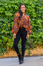 Load image into Gallery viewer, The Mallory Floral Blouse In Rust
