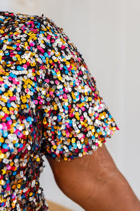 It's A Party Sequin Short Sleeve Top