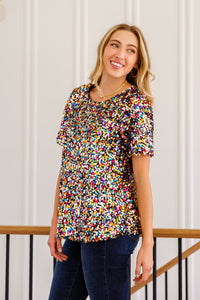 It's A Party Sequin Short Sleeve Top