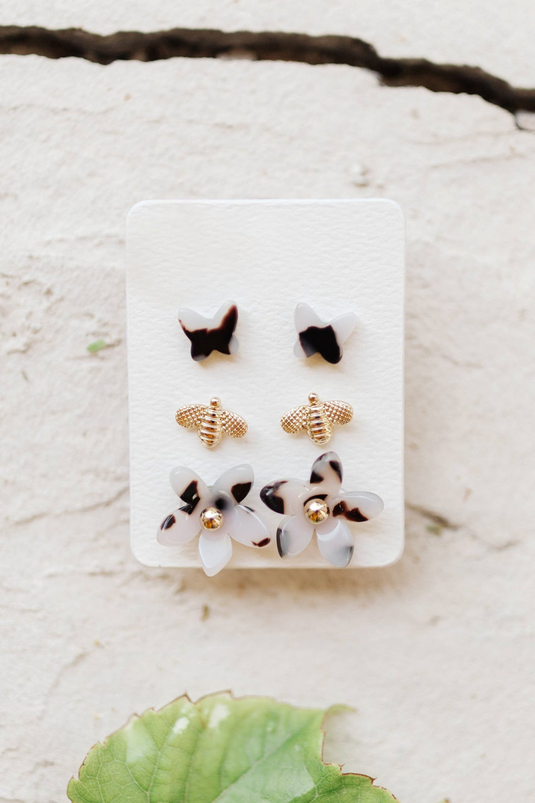 Triple Threat Tortoise Floral Earring Set