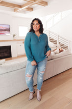 Load image into Gallery viewer, Waffle Love Thermal Top In Blue
