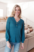 Load image into Gallery viewer, Waffle Love Thermal Top In Blue

