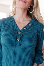 Load image into Gallery viewer, Waffle Love Thermal Top In Blue
