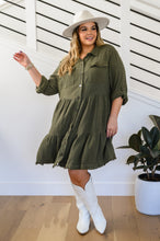 Load image into Gallery viewer, The Aspen Tiered Button Up Dress In Forest
