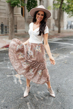 Load image into Gallery viewer, Zoe Floral Midi Skirt in Mocha
