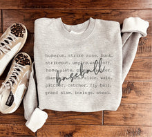 Load image into Gallery viewer, PREORDER: Baseball Words Sweatshirt in Two Colors
