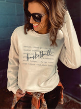Load image into Gallery viewer, PREORDER: Basketball Words Sweatshirt in Two Colors
