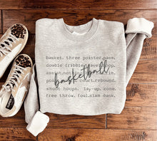 Load image into Gallery viewer, PREORDER: Basketball Words Sweatshirt in Two Colors
