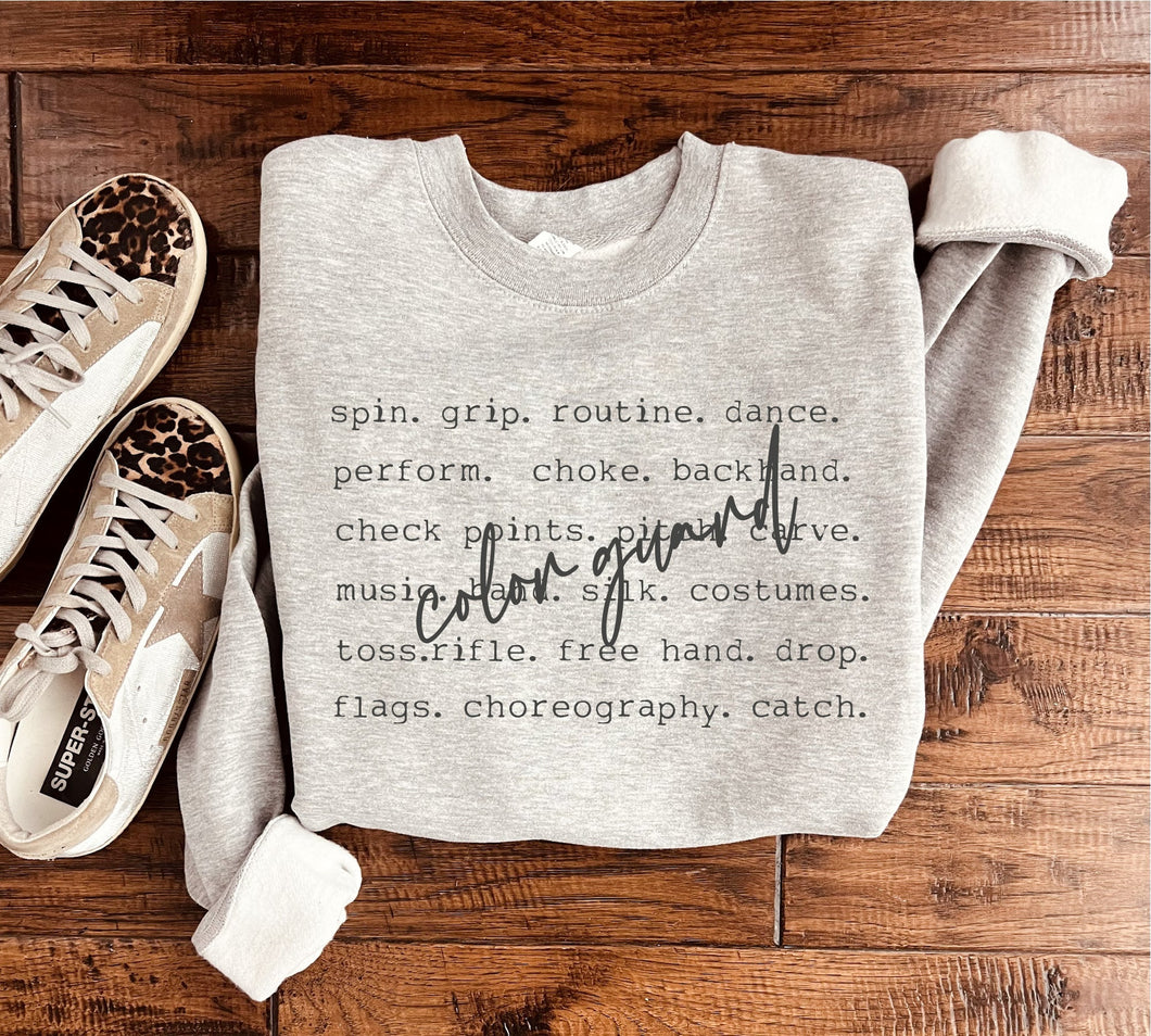 PREORDER: Color Guard Words Sweatshirt in Two Colors
