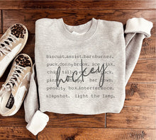 Load image into Gallery viewer, PREORDER: Hockey Words Sweatshirt in Two Colors
